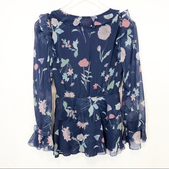 Cleobella Floral Long Sleeve Ruffle Tie Blouse XS - Picture 11 of 12